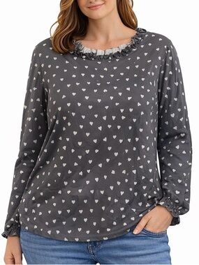 Women’s Plus Size Gray Heart Patterned Top - Size 3X